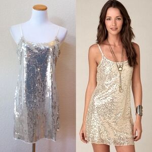Intimately Free People silver sequin delicate slip dress